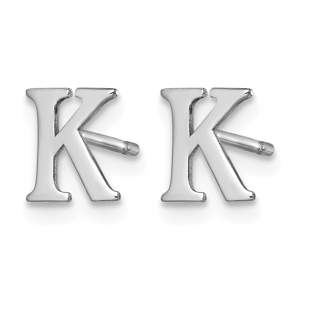 Sterling Silver Rhodium-plated Letter K Initial Post Earrings (XNE46SS/K)