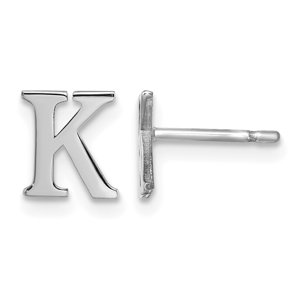 Sterling Silver Rhodium-plated Letter K Initial Post Earrings (XNE46SS/K)