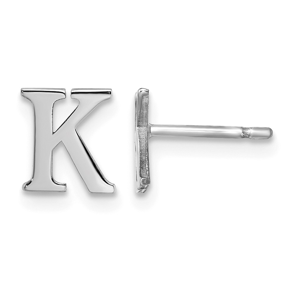 Sterling Silver Rhodium-plated Letter K Initial Post Earrings (XNE46SS/K)