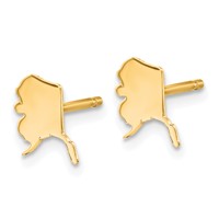 14K Yellow Gold Alaska State Earrings view 2