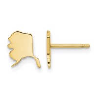 14K Yellow Gold Alaska State Earrings view 1