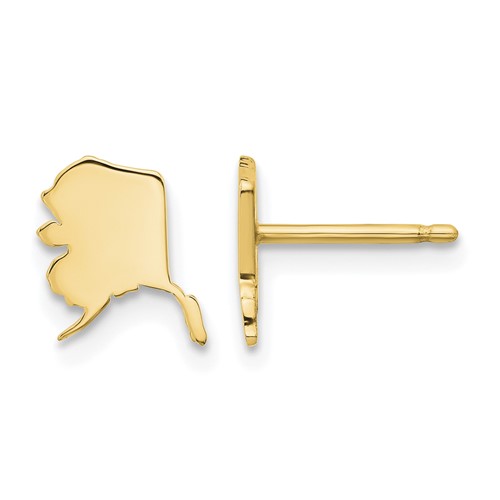 14K Yellow Gold Alaska State Earrings