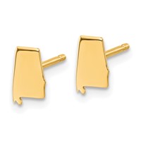 14K Yellow Gold Alabama State Earrings view 2