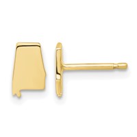 14K Yellow Gold Alabama State Earrings view 1