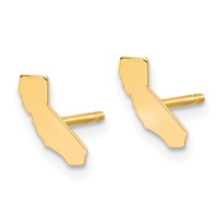 14K Yellow Gold California State Earrings view 2