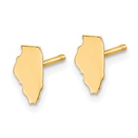 14K Yellow Gold Illinois State Earrings view 2