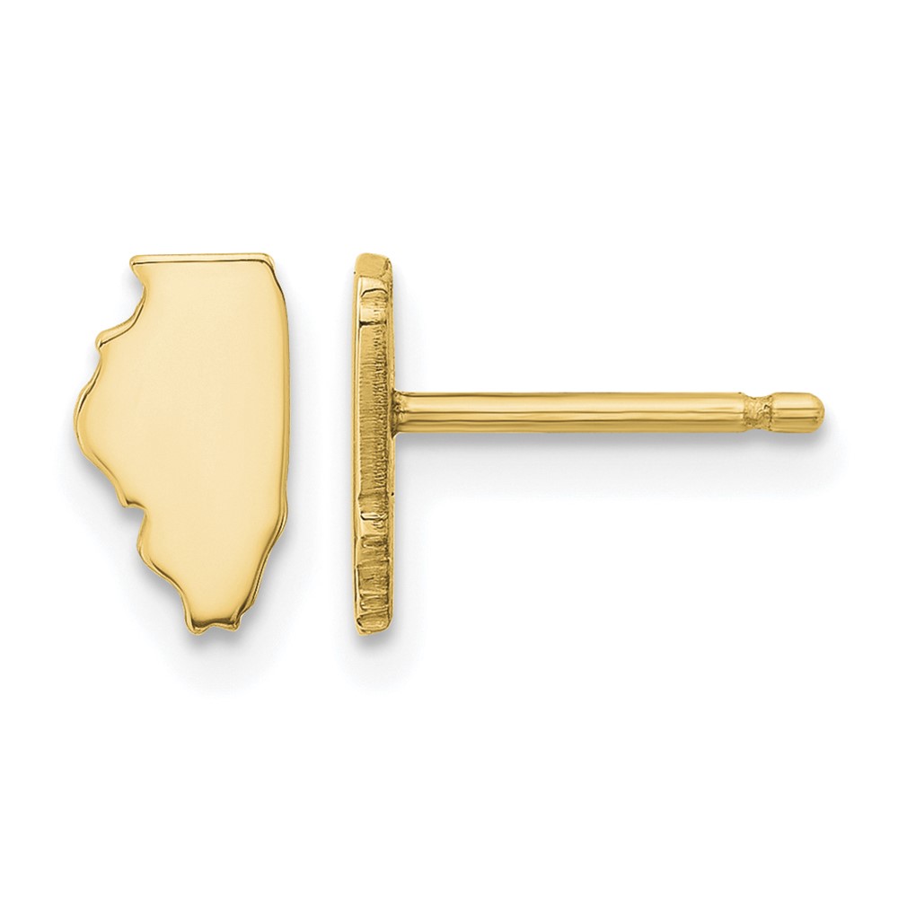 14K Yellow Gold Illinois State Earrings