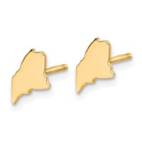 14K Yellow Gold Maine State Earrings view 2