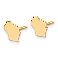 14K Yellow Gold Wisconsin State Earrings view 2
