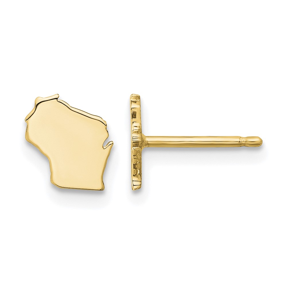 14K Yellow Gold Wisconsin State Earrings