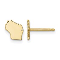 14K Yellow Gold Wisconsin State Earrings view 1