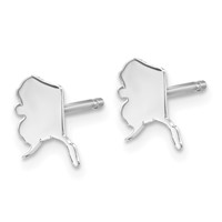 14K White Gold Alaska State Earrings view 2