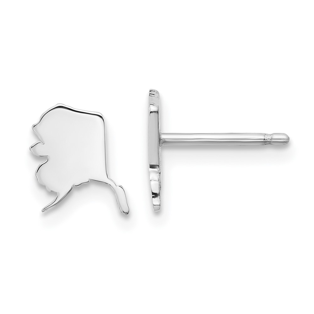 Sterling Silver/Rhodium-plated Alaska State Earrings (XNE50SS-AK)