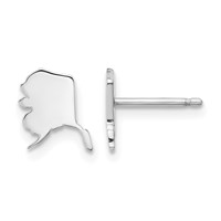 14K White Gold Alaska State Earrings view 1