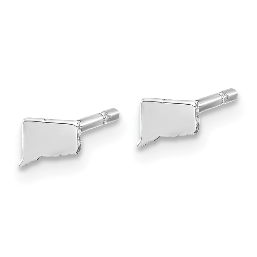Sterling Silver/Rhodium-plated Connecticut State Earrings (XNE50SS-CT)