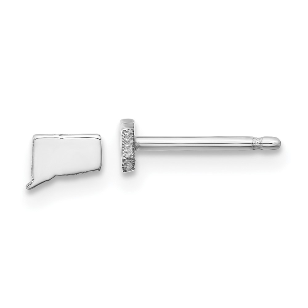 Sterling Silver/Rhodium-plated Connecticut State Earrings (XNE50SS-CT)