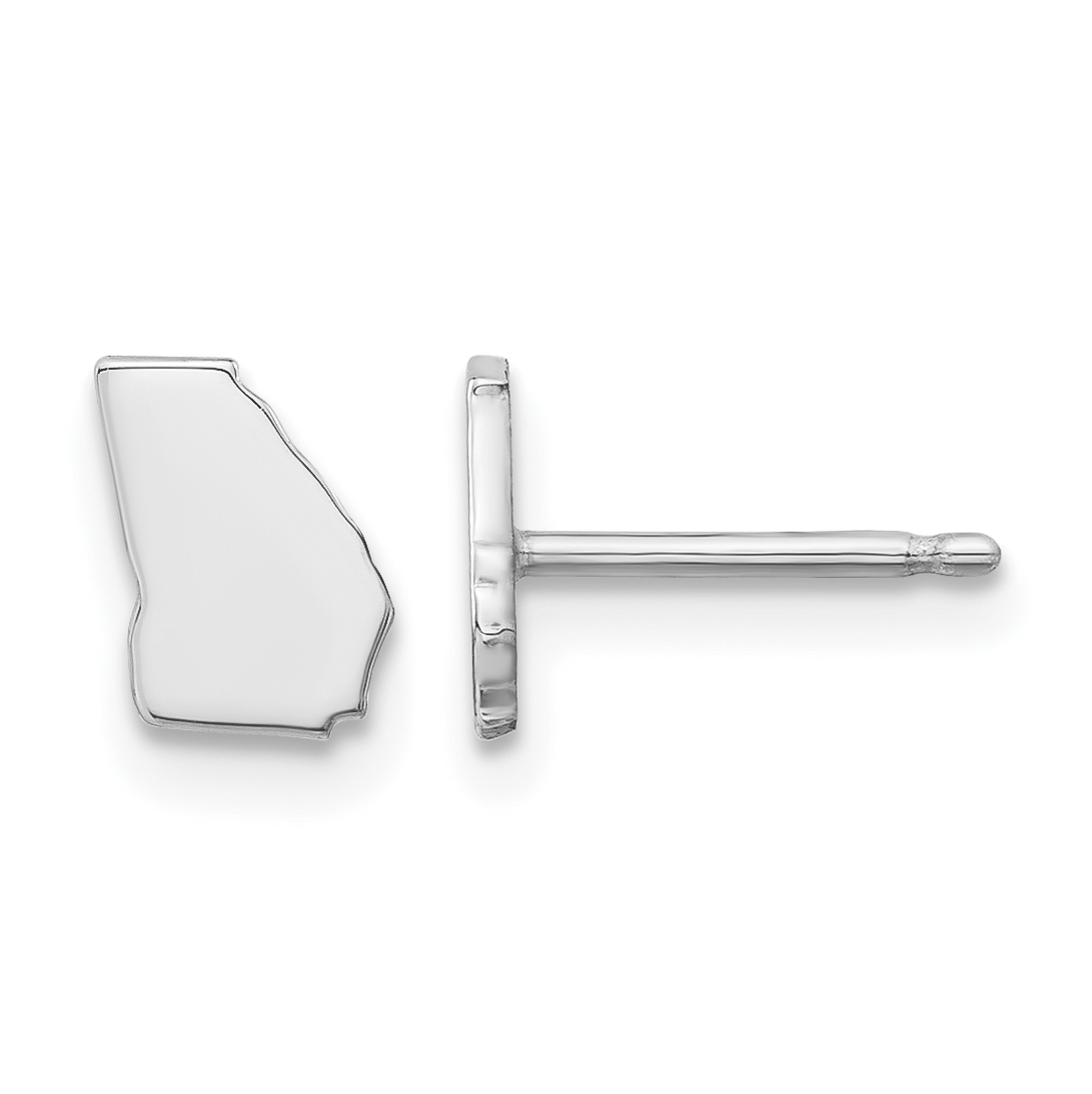 Sterling Silver/Rhodium-plated Georgia State Earrings (XNE50SS-GA)