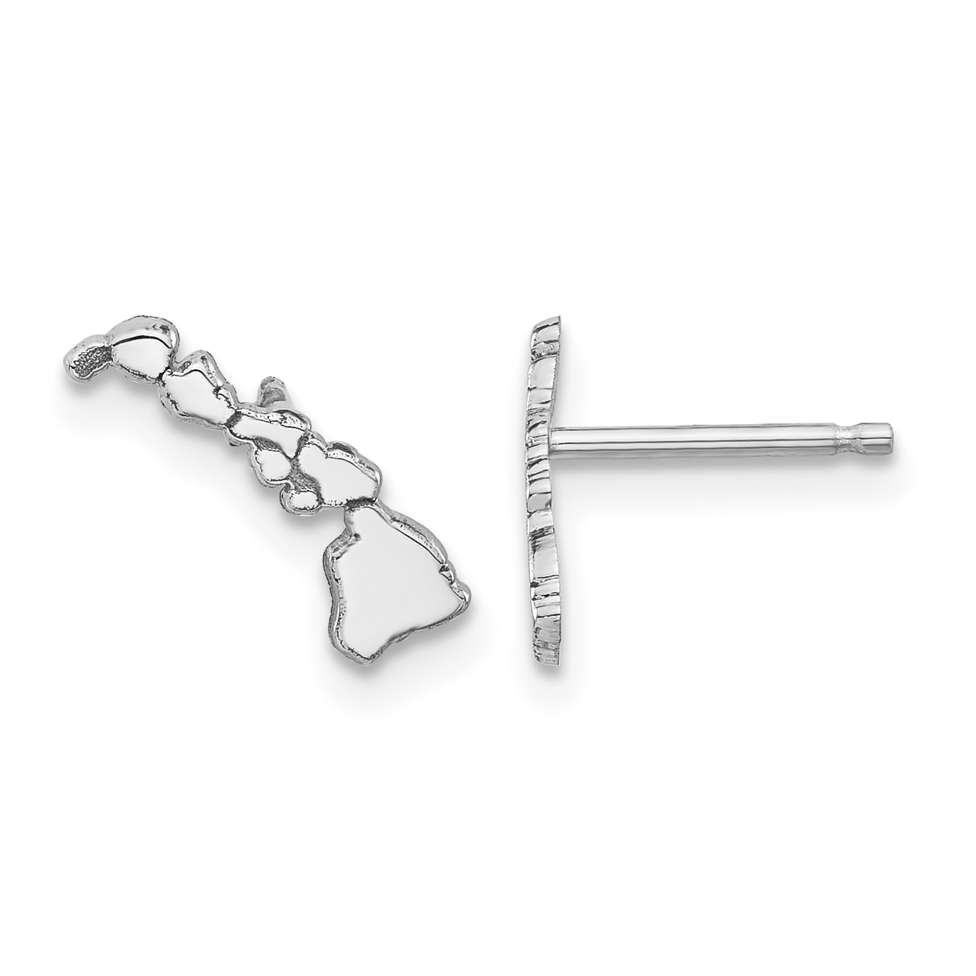 Sterling Silver/Rhodium-plated Hawaii State Earrings (XNE50SS-HI)