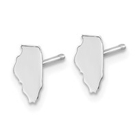 14K White Gold Illinois State Earrings view 2