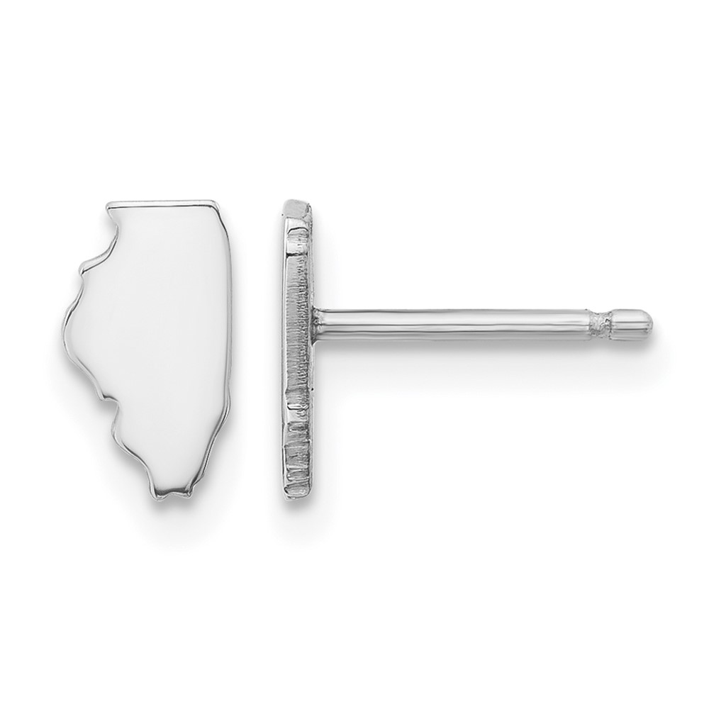 14K White Gold Illinois State Earrings