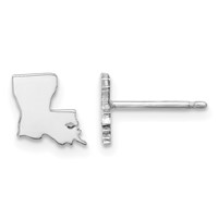 14K White Gold Louisiana State Earrings view 1