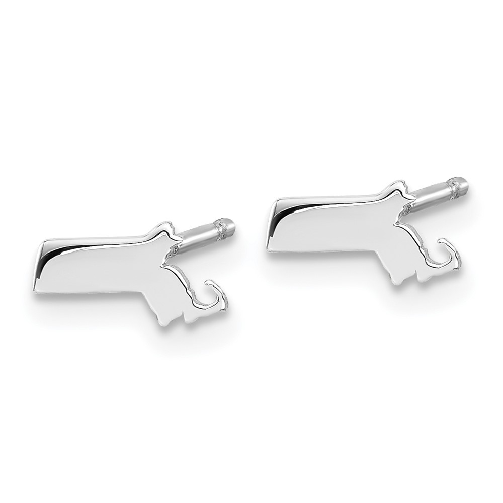 Sterling Silver/Rhodium-plated Massachusetts State Earrings (XNE50SS-MA)