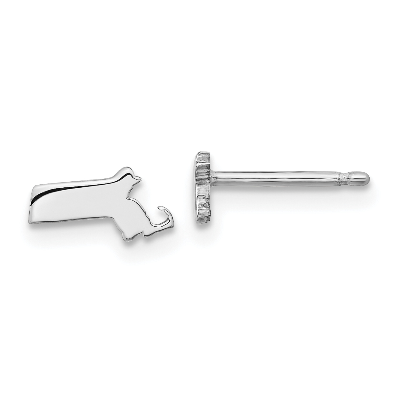Sterling Silver/Rhodium-plated Massachusetts State Earrings (XNE50SS-MA)