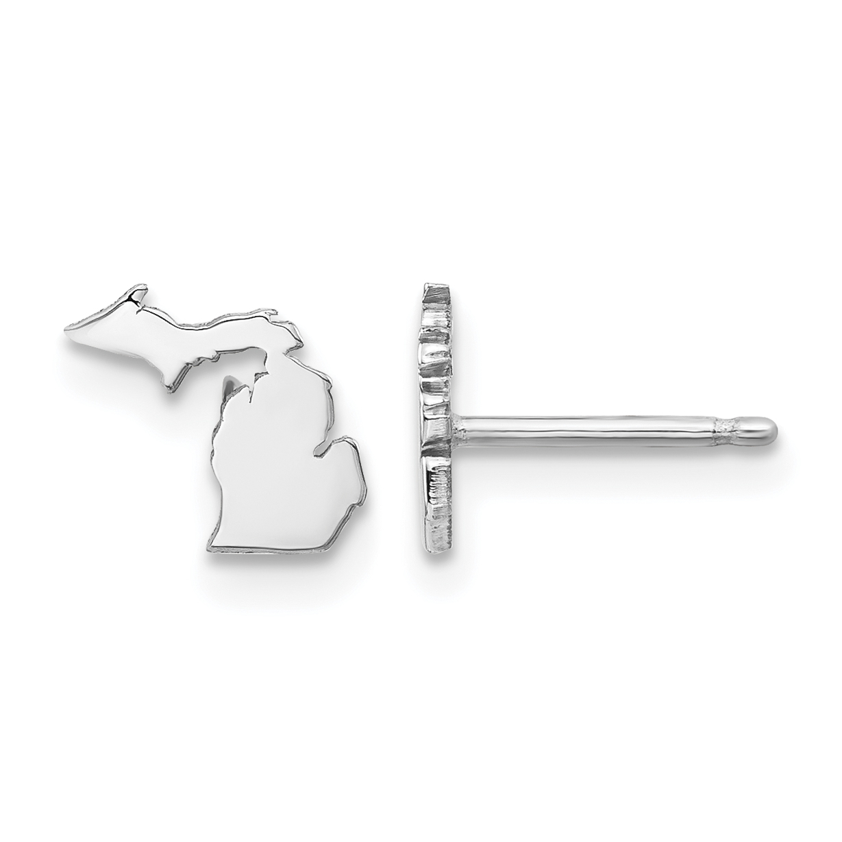 Sterling Silver/Rhodium-plated Michigan State Earrings (XNE50SS-MI)