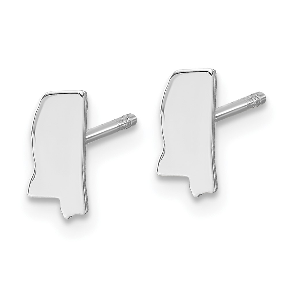 Sterling Silver/Rhodium-plated Mississippi State Earrings (XNE50SS-MS)