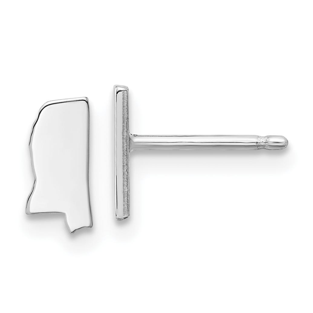 Sterling Silver/Rhodium-plated Mississippi State Earrings (XNE50SS-MS)