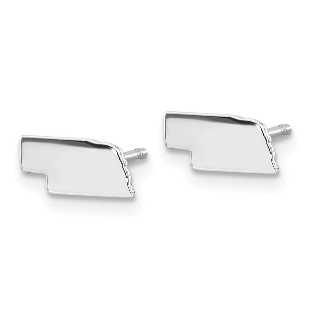 Sterling Silver/Rhodium-plated Nebraska State Earrings (XNE50SS-NE)