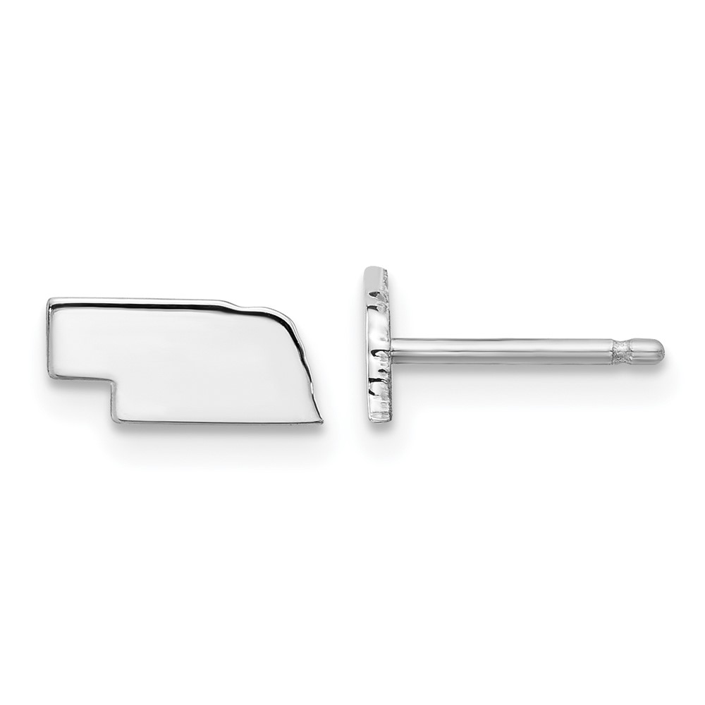 Sterling Silver/Rhodium-plated Nebraska State Earrings (XNE50SS-NE)