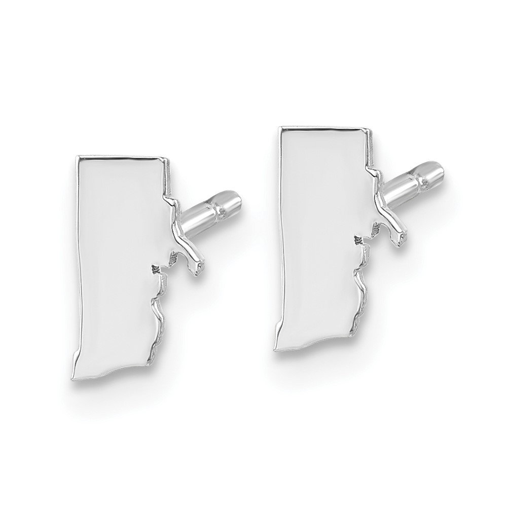 Sterling Silver/Rhodium-plated Rhode Island State Earrings (XNE50SS-RI)
