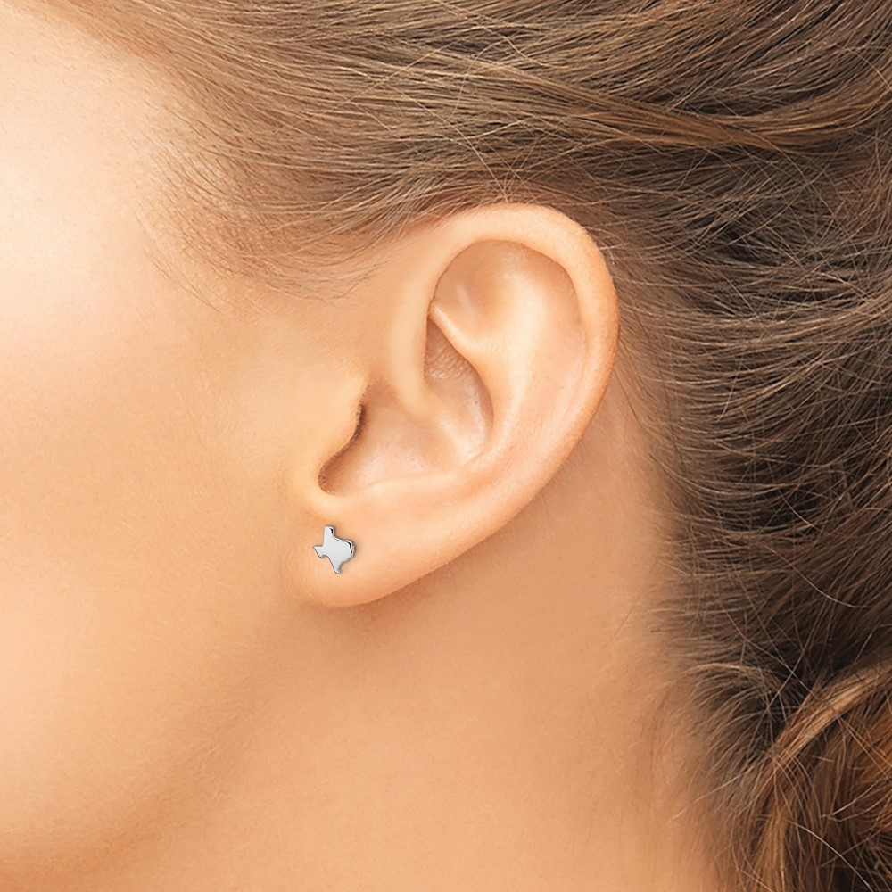 Sterling Silver/Rhodium-plated Texas State Earrings (XNE50SS-TX)