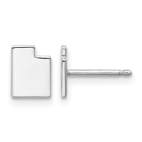 14K White Gold Utah State Earrings