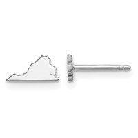 14K White Gold Virginia State Earrings view 1