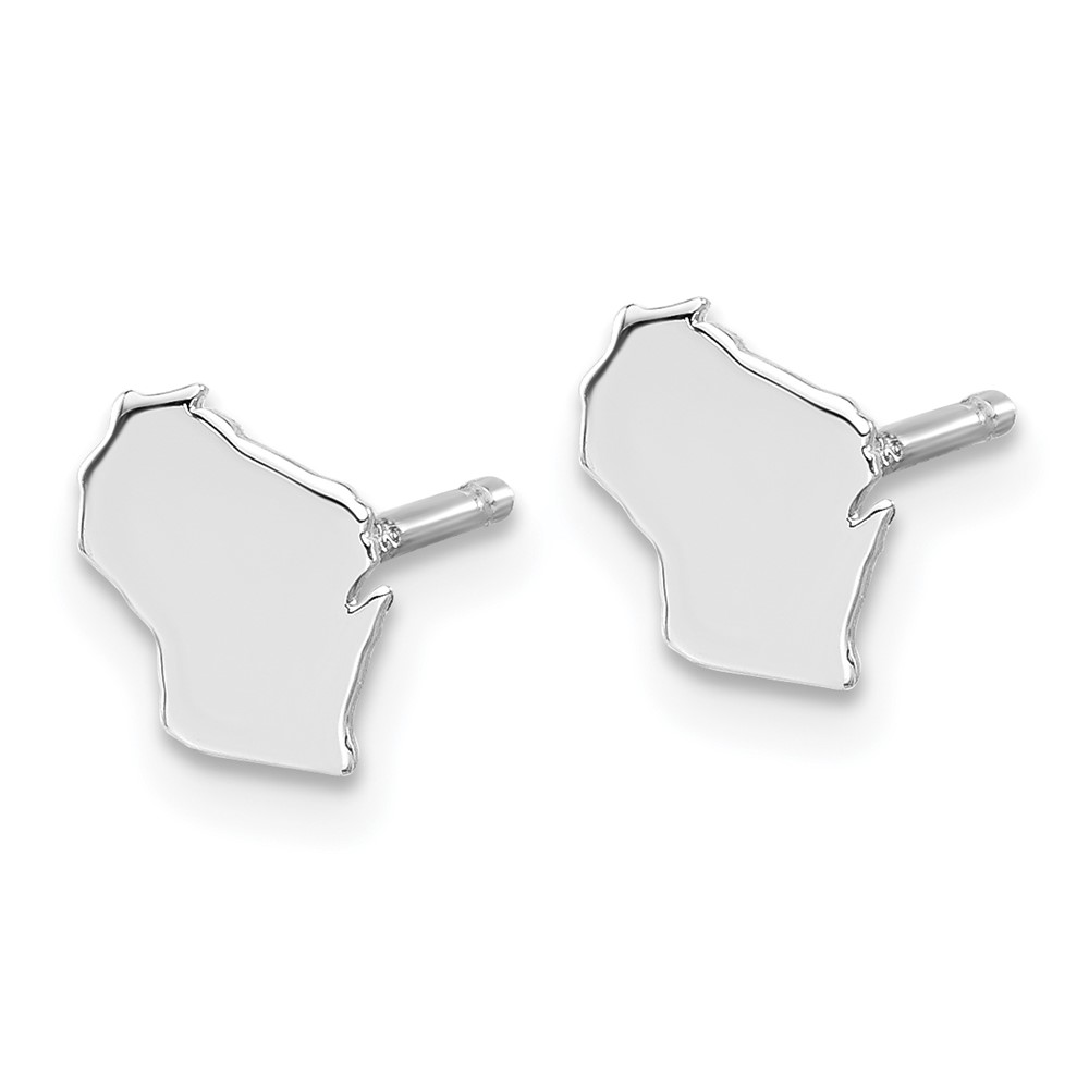 Sterling Silver/Rhodium-plated Wisconsin State Earrings (XNE50SS-WI)