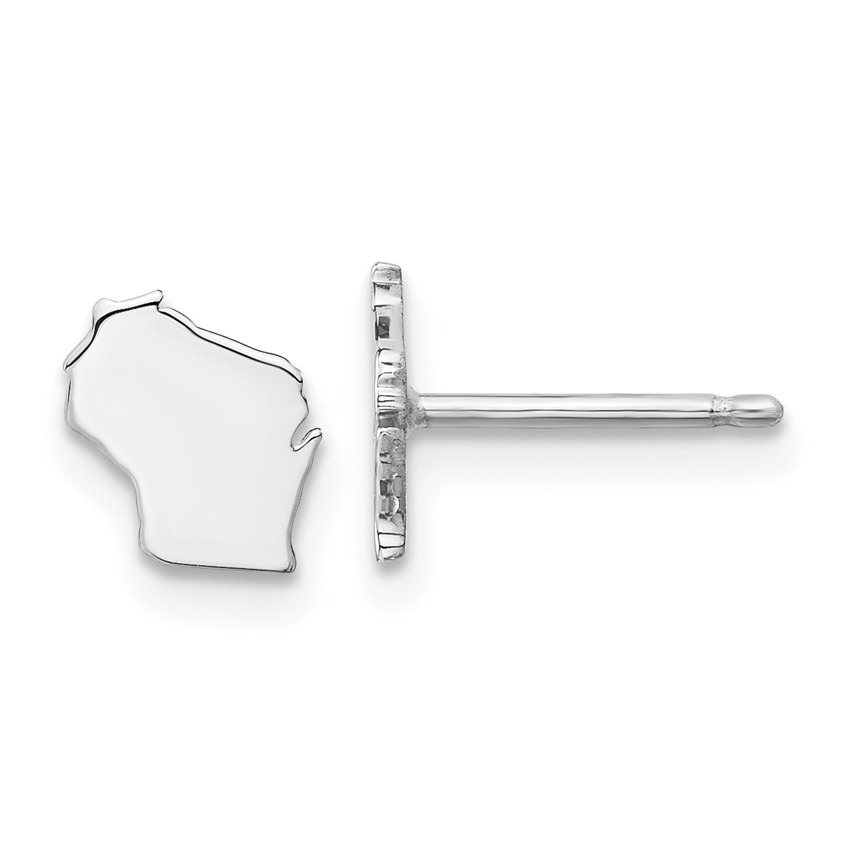 Sterling Silver/Rhodium-plated Wisconsin State Earrings (XNE50SS-WI)