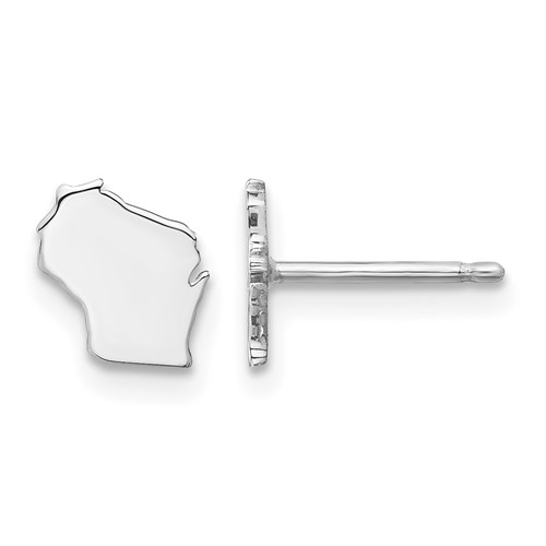 Sterling Silver Rhodium-plated Wisconsin State Earrings