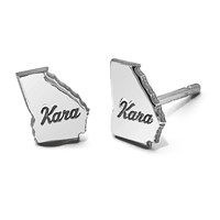 14K White Gold Georgia State Earrings view 5