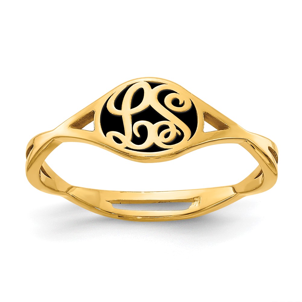 Sterling Silver/Gold-plated Epoxied Twisted Band Initial Ring