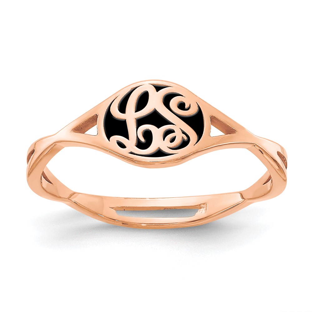 Sterling Silver/Rose-plated Twisted Band Initial Ring