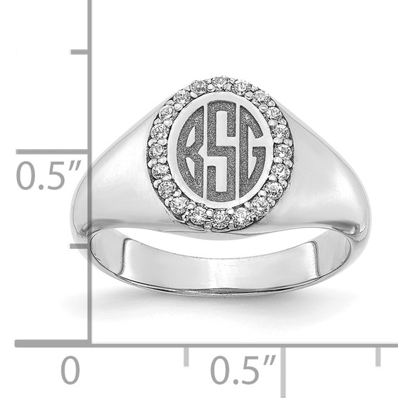 Large Diamond Oval Classic Monogram Signet Rings