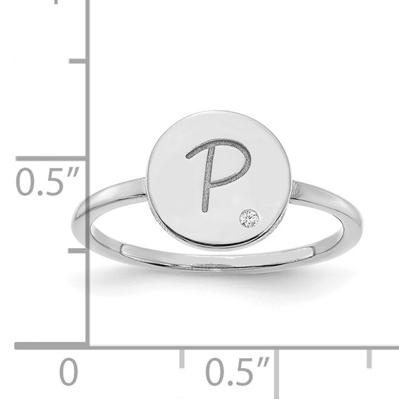 Initial Circle with Diamond Signet Rings