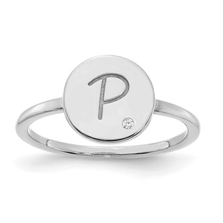 Initial Circle with Diamond Signet Rings
