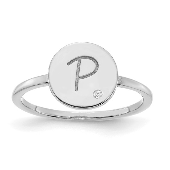 Initial Circle with Diamond Signet Rings