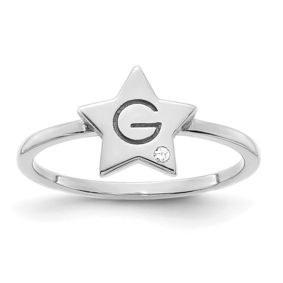 Initial Star with Diamond Signet Rings