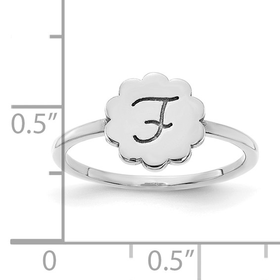 Initial Flower Signet Rings