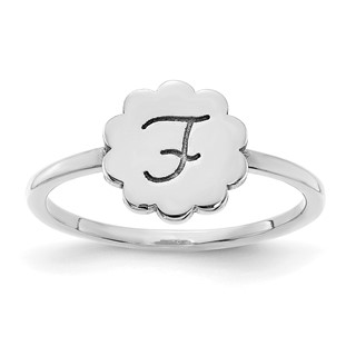 Initial Flower Signet Rings