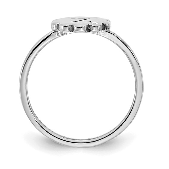 Initial Flower with Diamond Signet Rings